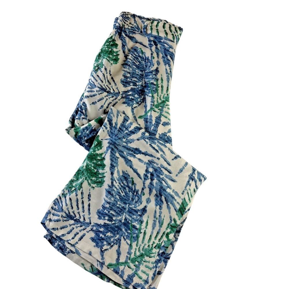 Dash Blue & Green Elastic waist Palm Pants With Pockets Size Medium